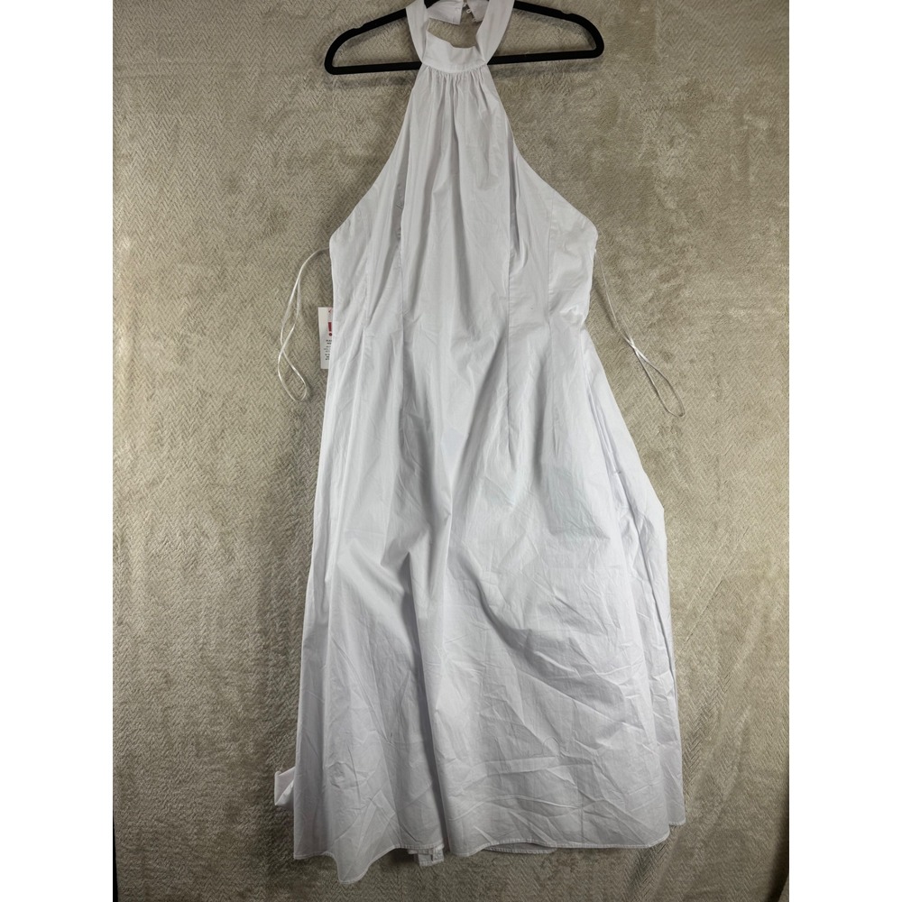 Bardot Genevieve Poplin Midi Dress White Halter Backless Size US 12 XXL NEW